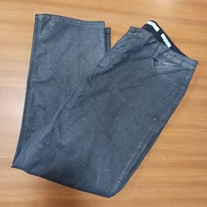 Jones New York Black Glitter Pant Lightweight Denim Straight Leg 20W Plus Size